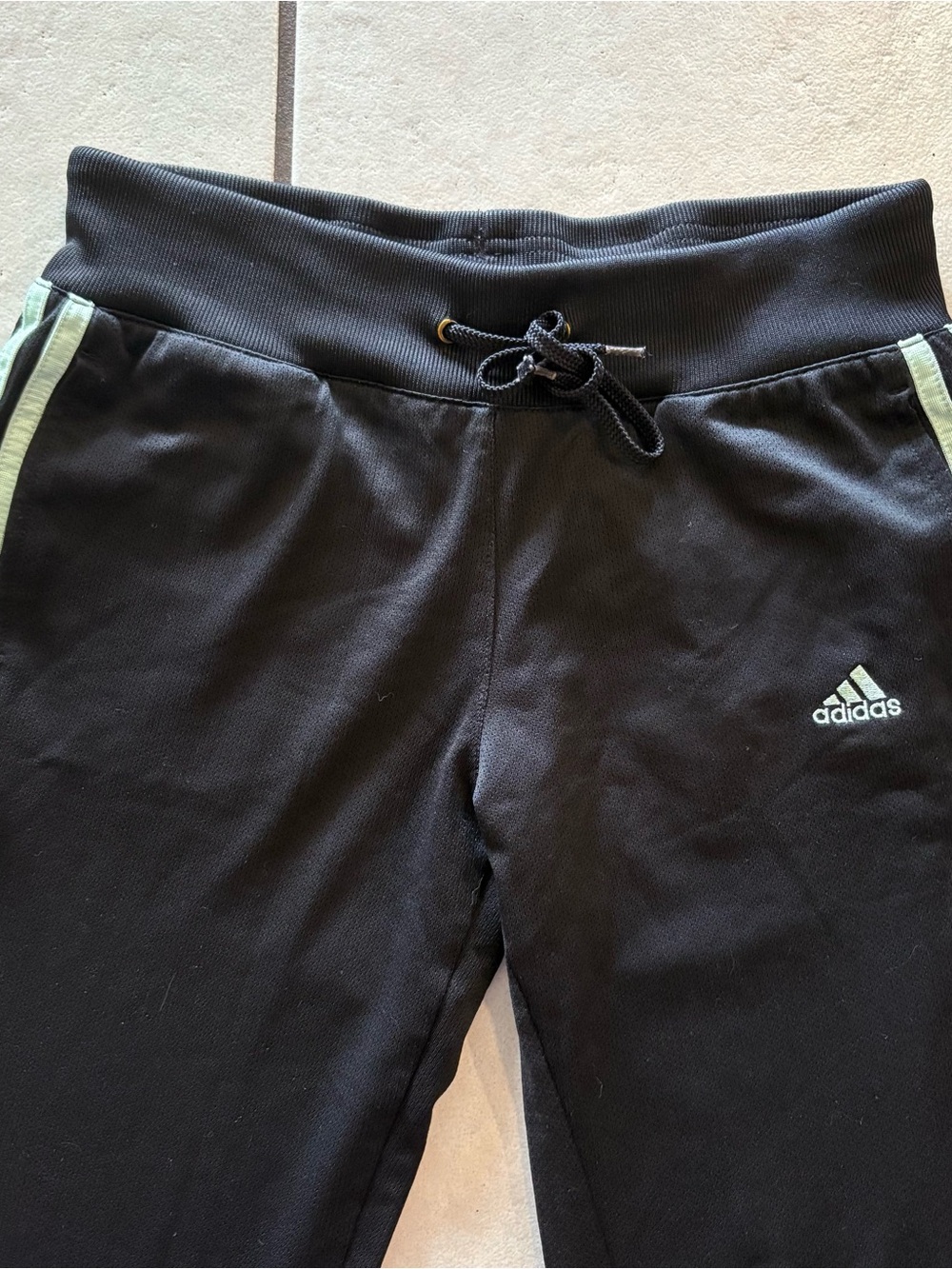 Vintage 2008 Adidas Womens S 3 Stripe Track Pants Y2K Flare Wide Leg Black Mint - Picture 2 of 8